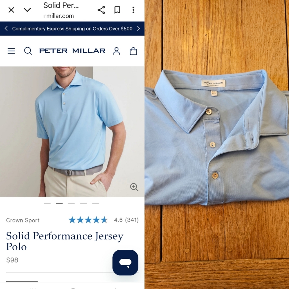 Peter Millar Men's Light Blue Polo Shirt